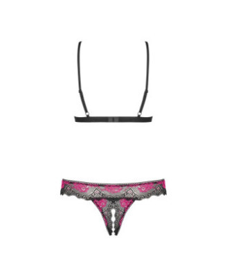 Tulia Ensemble ouvert 2 pcs - Noir et Fuchsia